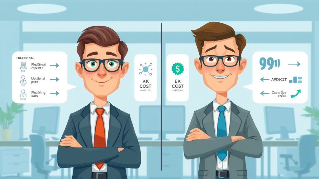 Infographic comparing fractional marketing executives and chief marketing officers