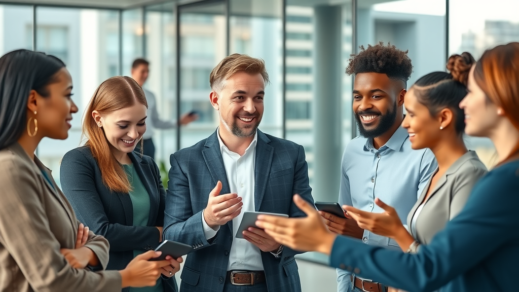fractional CMO services business leader with marketing team in modern office