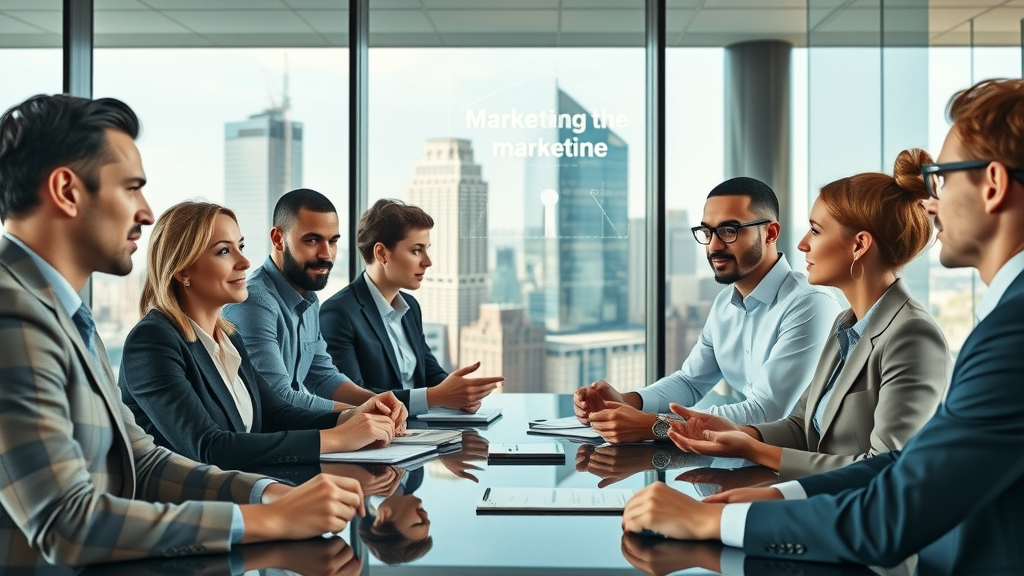 modern diverse group of marketing executives discussing fractional CMO impact