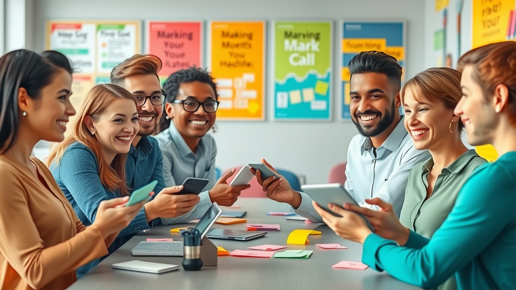 marketing and sales teams fostering open communication in a vibrant collaborative workshop