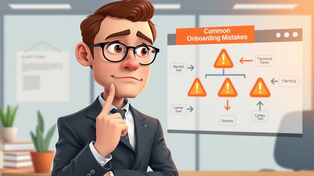 Business consultant highlighting common onboarding mistakes for fractional CMO in tech office