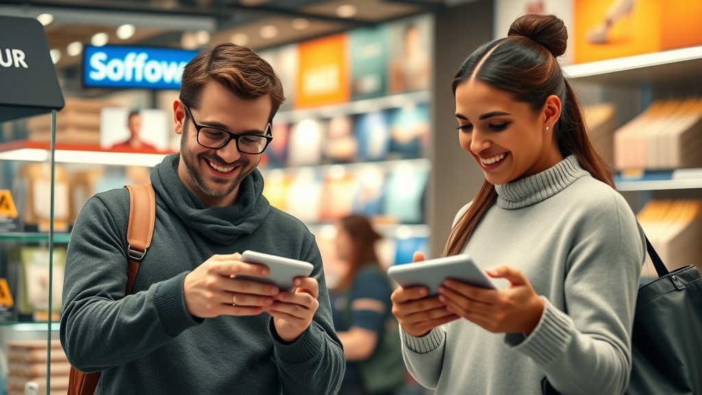 satisfied customers engaging with seamless marketing across digital and physical brand experiences