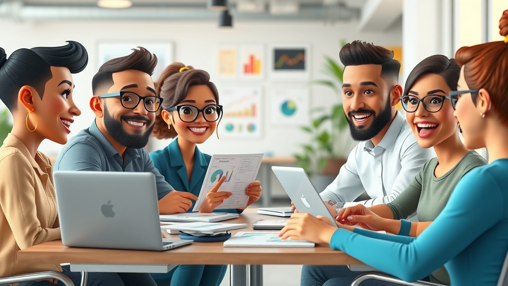 diverse small business owners tailoring digital marketing strategies for US market
