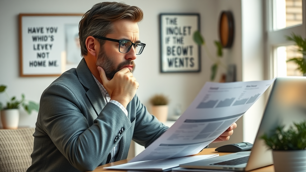 Thoughtful business owner evaluating reports considering best fractional CMO long term engagement