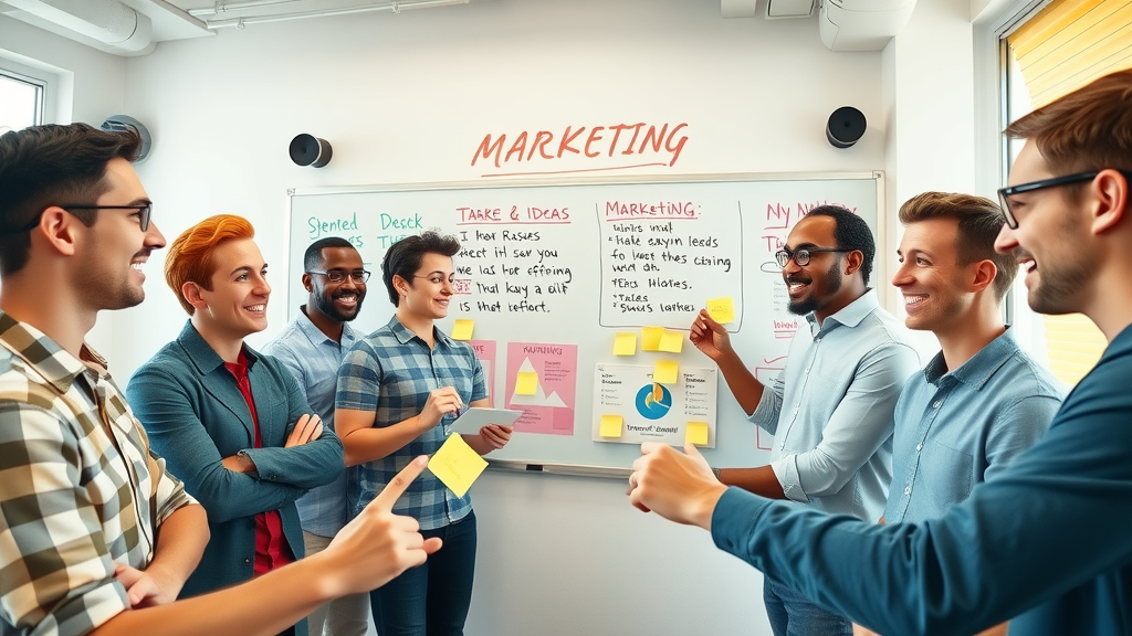 motivated marketing team brainstorming campaign ideas at the fractional cmo insights forum, exchanging creative strategies