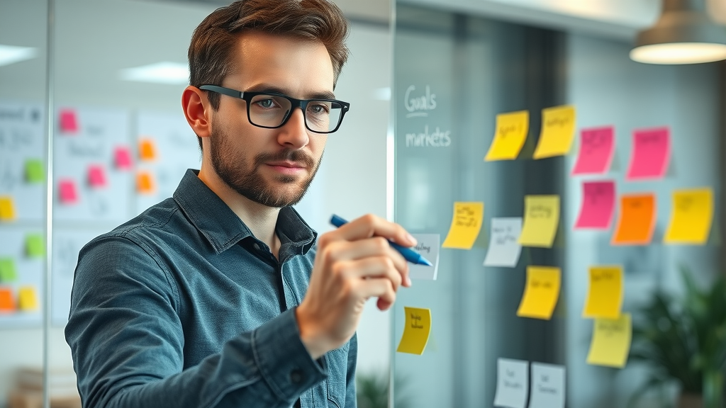 Strategic marketer mapping out goals for fractional CMO hiring process