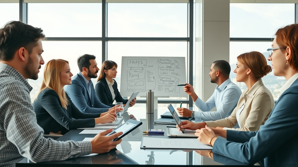 Team aligning a marketing plan with business objectives for a growth strategy