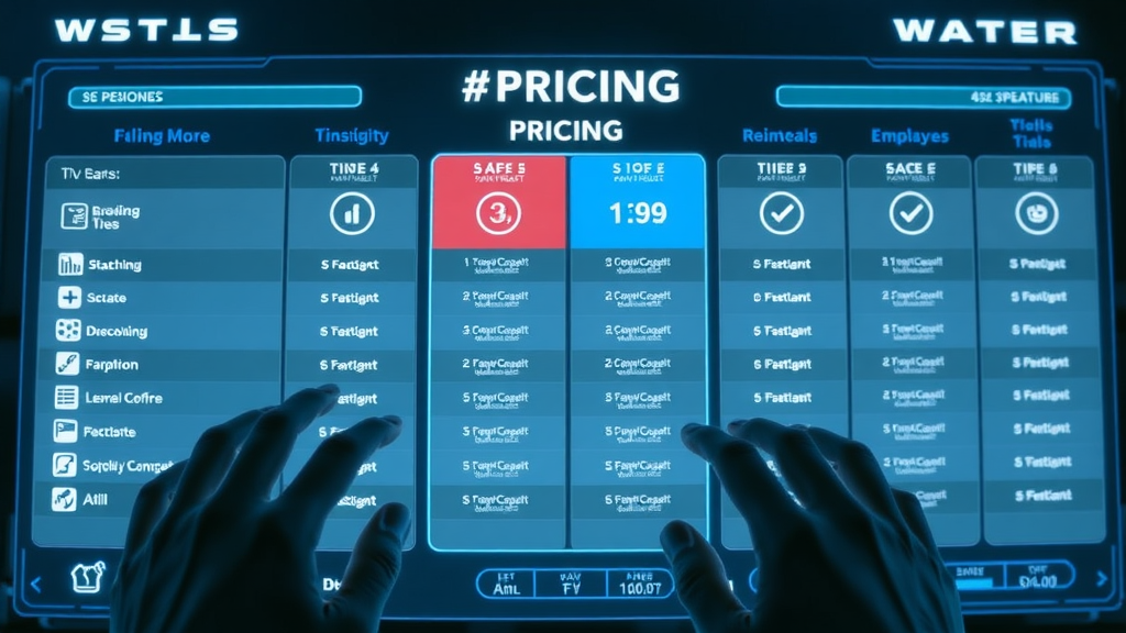 Modern digital pricing table concept for internet marketing consultant tiers and options