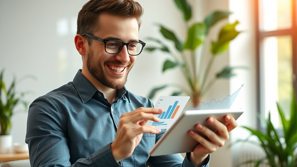 Business owner reviewing digital marketing results, business growth from fractional CMO services