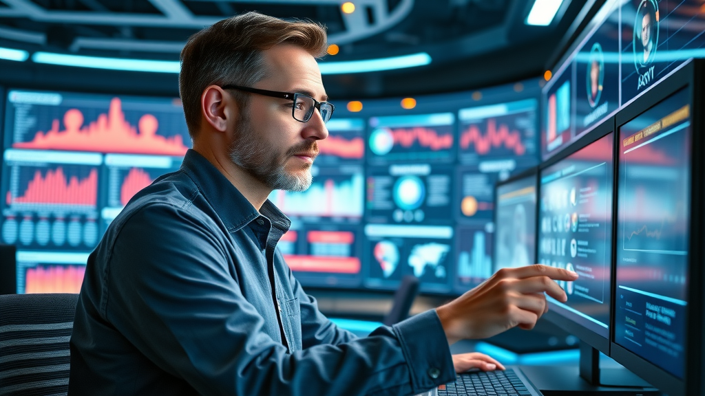 digital marketing leader analyzing AI-driven campaign, future trends in fractional CMO benefits