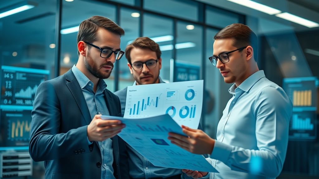 marketing and sales teams analyzing data for improved alignment with digital screens and data charts