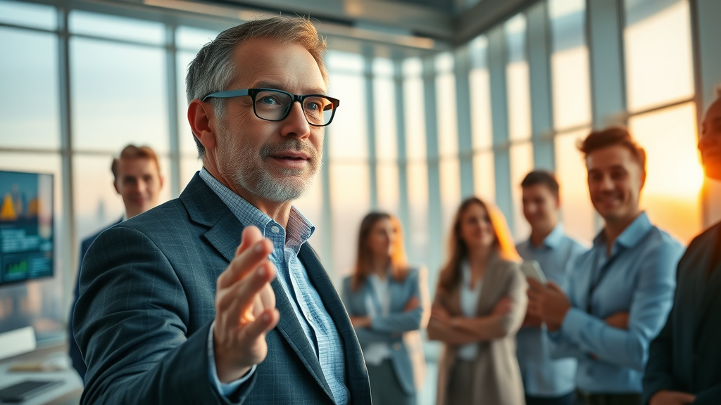 visionary marketing leader inspiring team towards seamless marketing leadership success