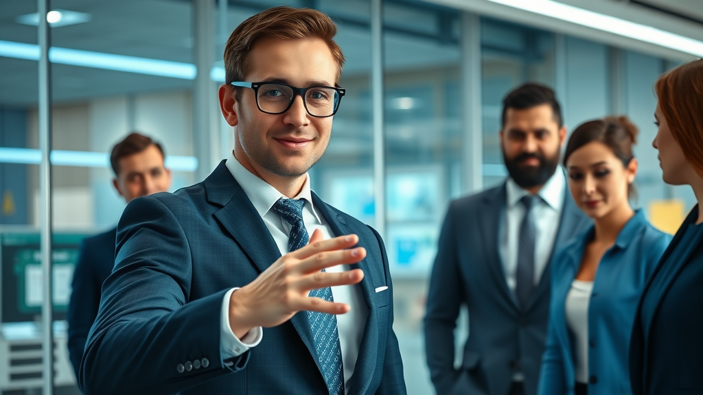 fractional chief marketing officer presenting strategy to marketing team in digital-focused office