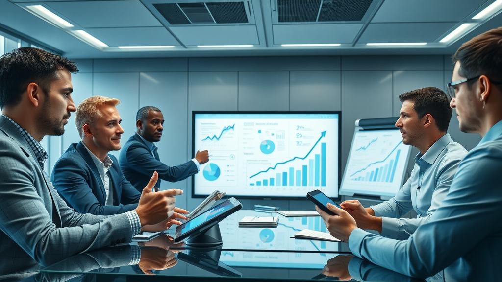 business executives planning scaling business operations using digital strategic tools