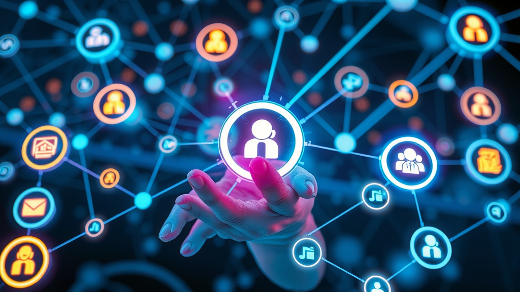 Conceptual imagery of modern marketing collaboration with interconnected teams and departments