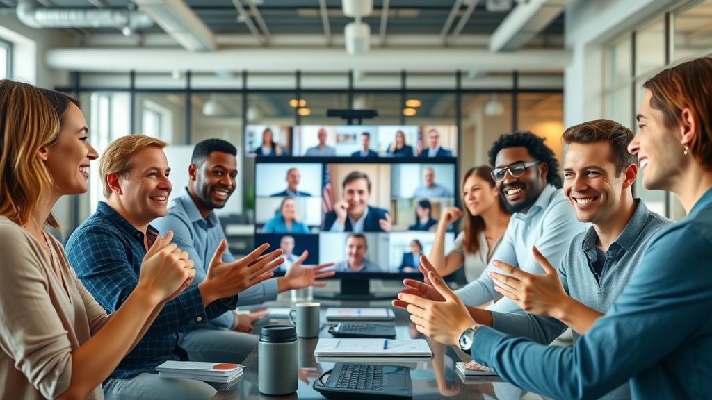 in-house marketing team video-conferencing with outsourced executive