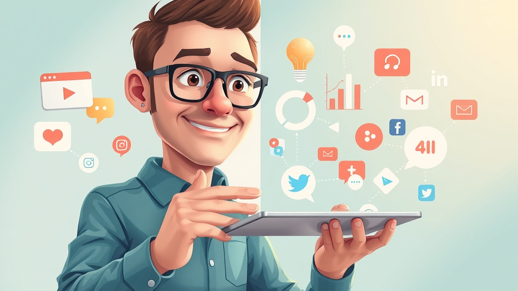 Multi-platform marketing concept illustration for fractional cmo service