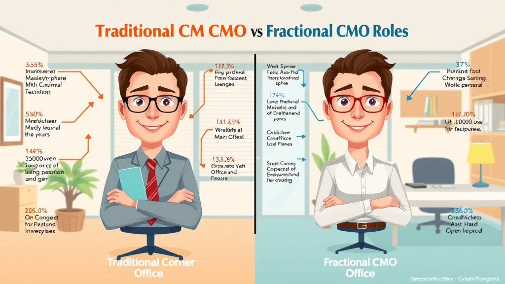 infographic of traditional cmo vs fractional cmo impact in modern marketing leadership