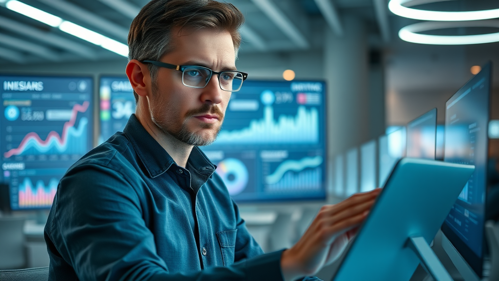 marketing executive reviewing startup performance analytics fractional cmo