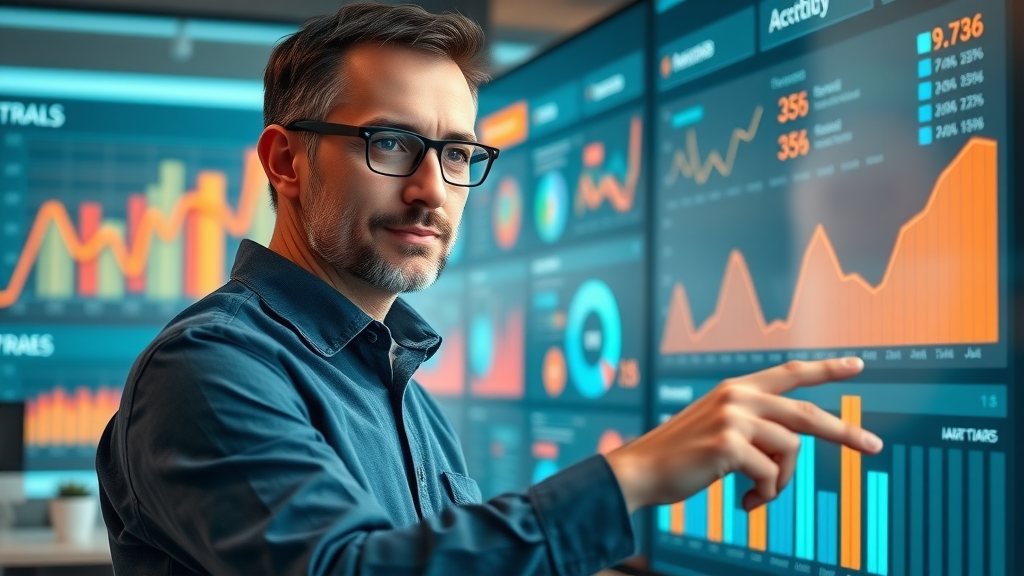 Marketing leader reviewing KPI dashboard to assess fractional CMO value