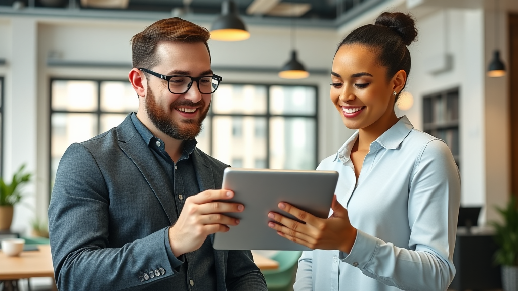 Entrepreneur interviewing marketing consultant, discussing fractional CMO hiring for scaling operations