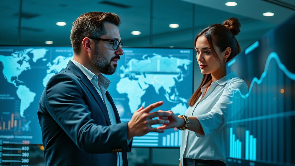 Experienced fractional CMOs collaboratively shaping data-driven marketing strategies in a modern meeting room