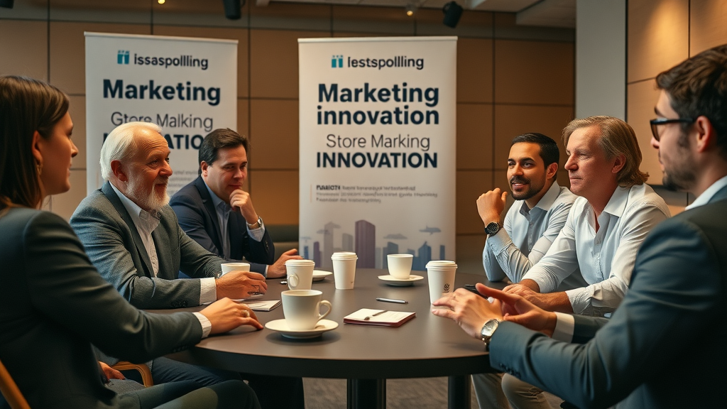 Industry leaders discussing the value and innovation of part-time CMO services at a corporate event